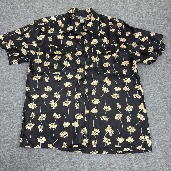 Silk Icon Women's 100% Silk Button Down Medium Floral Front Pockets Eclectic - Picture 1 of 8